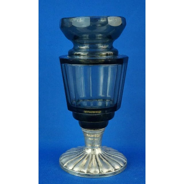 20th Century Art Nouveau Crystal Vase with 800 Silver Base attributed to the Val Saint Lambert Manufacture, Belgium, 1940s For Sale - Image 6 of 18