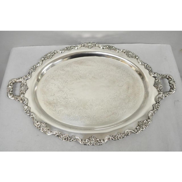 Vintage Poole 400 Lancaster Rose Oval Silver Plated Bar Serving Platter Tray For Sale - Image 14 of 14