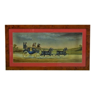 Coaching Watercolour W/ Gouache by h.w Standing 1930 For Sale