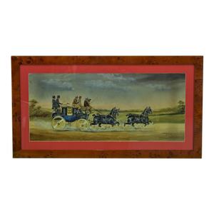 Coaching Watercolour W/ Gouache by h.w Standing 1930