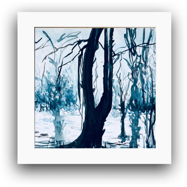 Modern "Winter Walk 3" Contemporary Abstract Landscape Limited Edition Print, Framed For Sale - Image 3 of 5