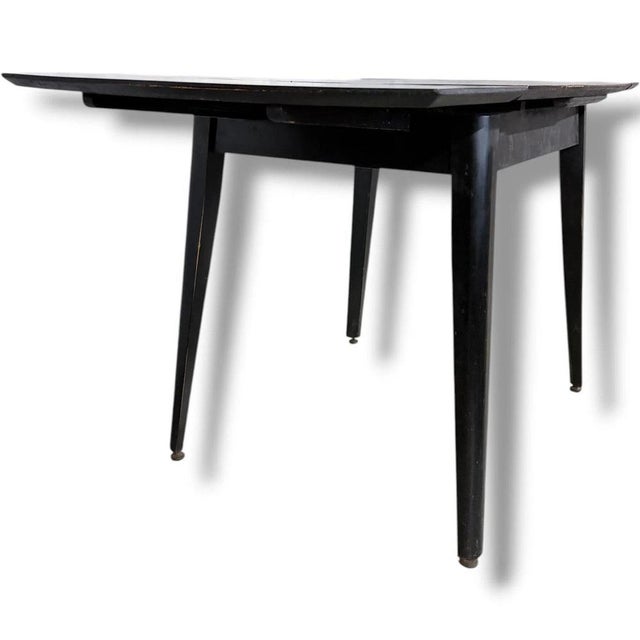 Extendable Dining Table with White Formica Top with Black Legs For Sale - Image 9 of 10
