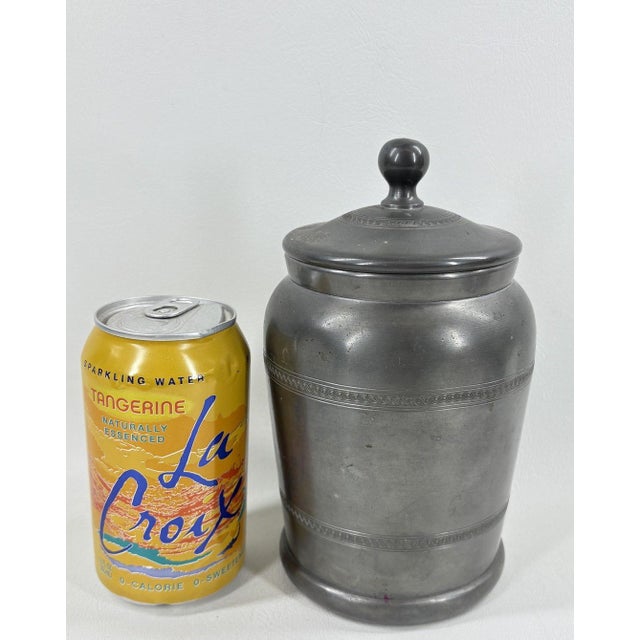 Signed Art Deco "Garant" Pewter Lidded Humidor Jar, Spain - 1930s A sophisticated example of mid-century European...