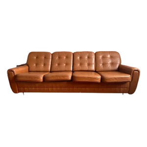 Mid-Century Czechoslovakian Sofa in Brown Leather, 1970s