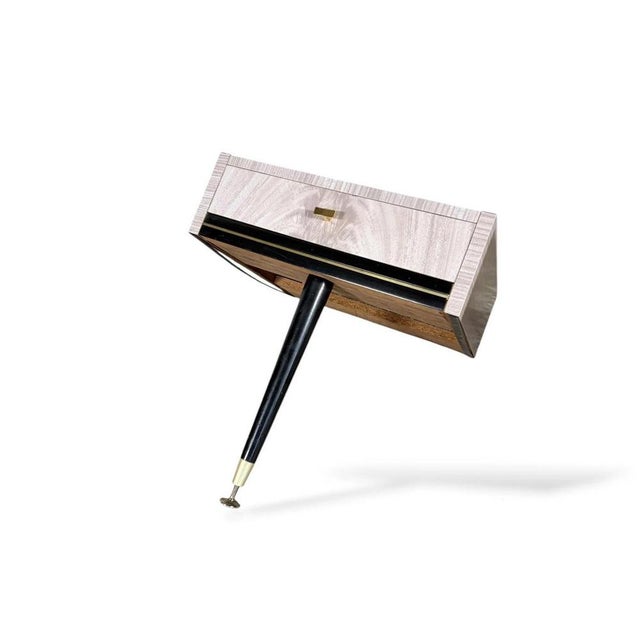 1950s Mid-Century Floating Bedside Cabinets with Brass-Capped Legs, 1950s, Set of 2 For Sale - Image 5 of 9