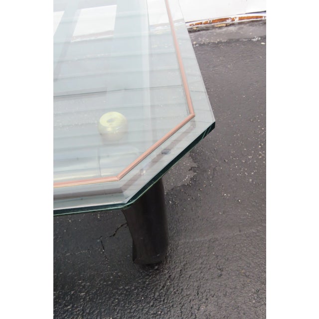 Wood Hollywood Regency Black Painted Glass Top Coffee Table 1577 For Sale - Image 7 of 13