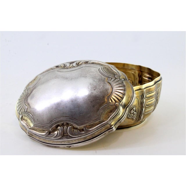 Metal Elliptical Silver Box with Reliefs For Sale - Image 7 of 10