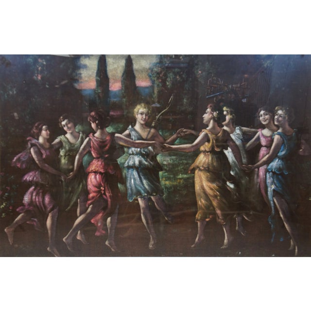 Early 20th Century "Dance of Apollo with Muses" Grand Tour Figurative Oil Painting, Framed For Sale - Image 4 of 13