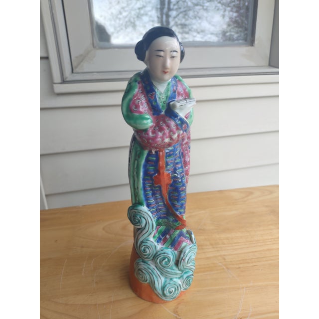 Ceramic Mid 20th Century Immortals Asian Chinese Woman Figurine For Sale - Image 7 of 7