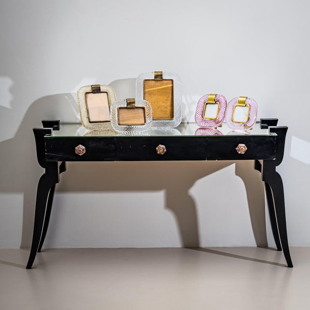Pair of Pink Murano Glass Table Frames, Italy, Probably Mid-20th Century For Sale In New York - Image 6 of 9