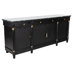 French Empire Revival Ebonised Sideboard in Marble