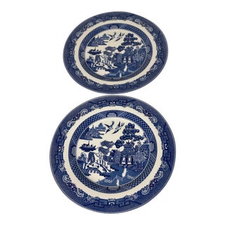 1990s Johnson Brothers Willow Dinner Plates - a Pair For Sale