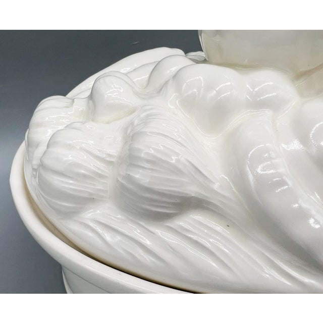 Vintage White Ceramic Harvest Vegetable Tureen / Baking / Serving Dish With Sculptural Lid – French Country / Cottagecore For Sale - Image 10 of 16