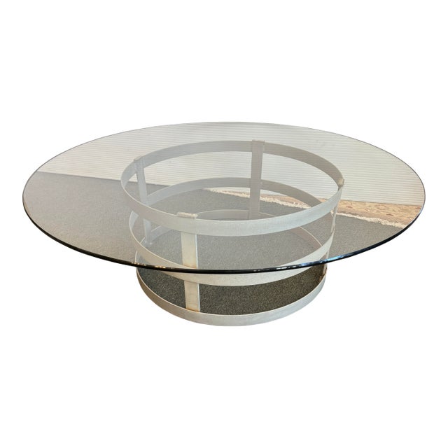 Steel Drum Pedestal Coffee Table For Sale