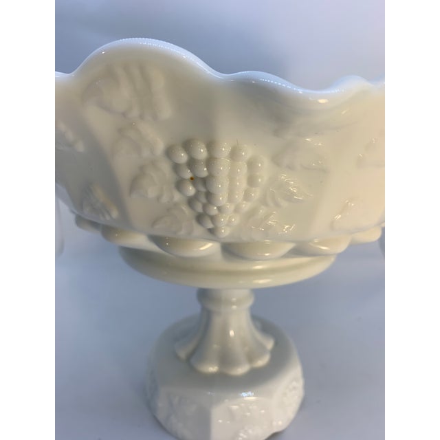 Mid-Century Modern Mid 20th Century Paneled Grape Skirted and Footed Compote Dish by Westmoreland Glass For Sale - Image 3 of 7