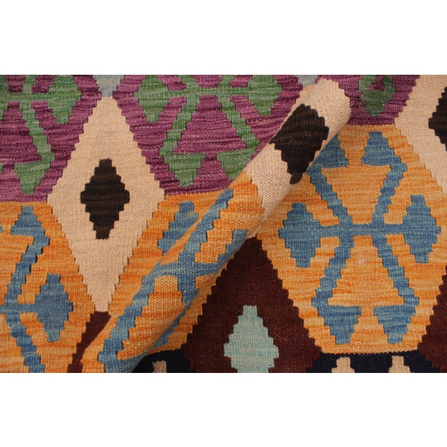Kilim Rust Blue Wool Rug For Sale In New York - Image 6 of 8