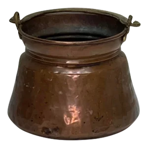 Turkish Hand Hammered Copper Pot With Greek Key Design Handle