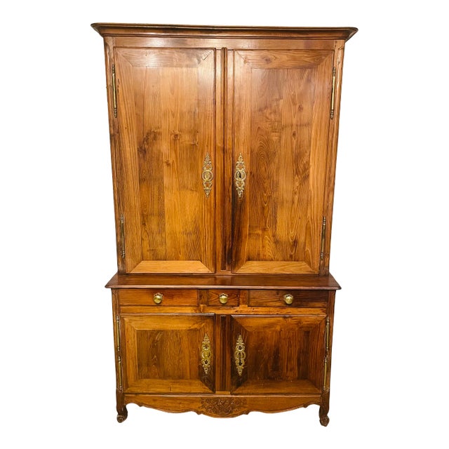 1780's Antique English Walnut Step Back Cupboard Linen Press For Sale