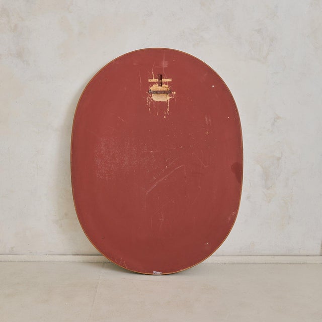 Brown Italian Oval Rosewood Wall Mirror, 1960s For Sale - Image 8 of 9