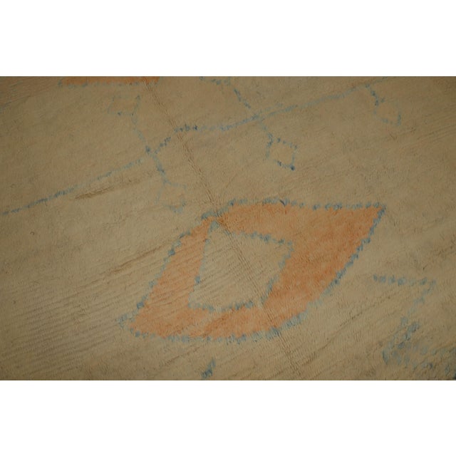 Persian Early 20th Century Zabihi Collection Abstract Oversize Cream Orange Light Turkish Shag Rug - 12'1" x 13'4" For Sale - Image 3 of 6