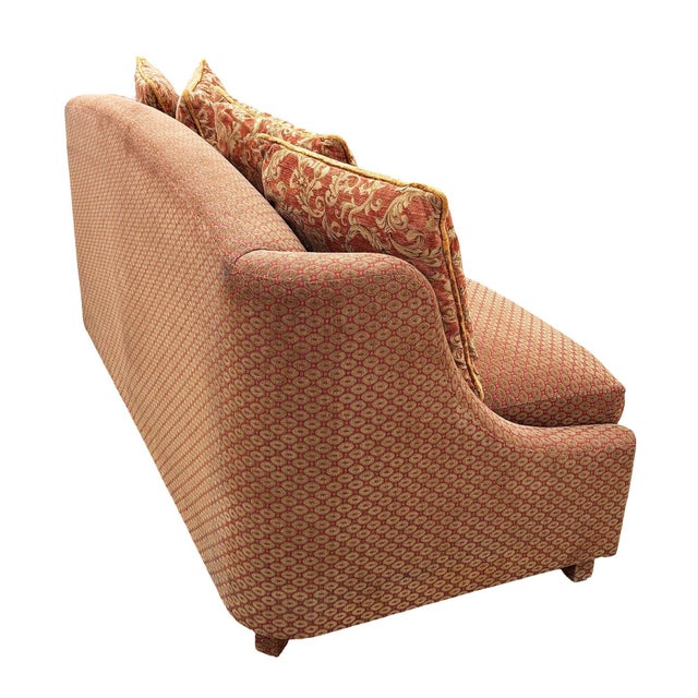 1990s 1990s Modern Banquette Italian W/ Burgundy Olive Diamond Print Upholstery For Sale - Image 5 of 7