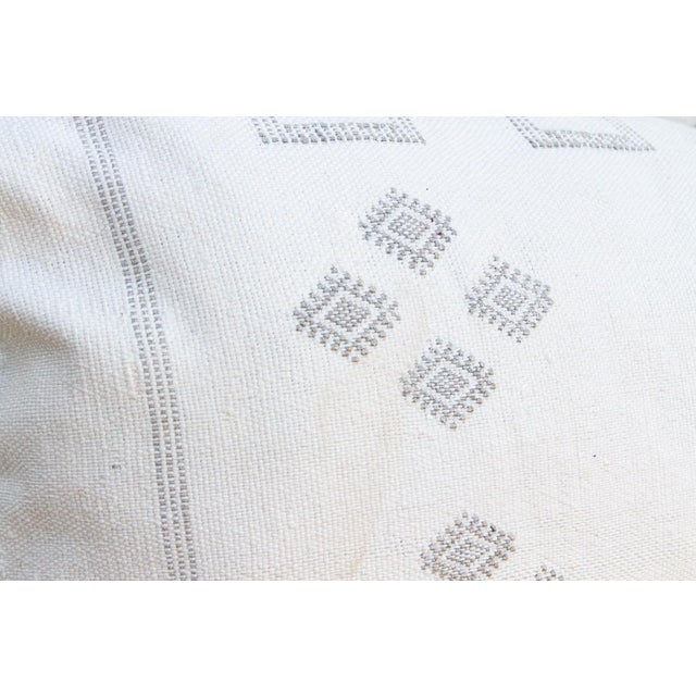 1990s Pale White Diamond Oversized Lumbar Moroccan Pillow For Sale - Image 5 of 8
