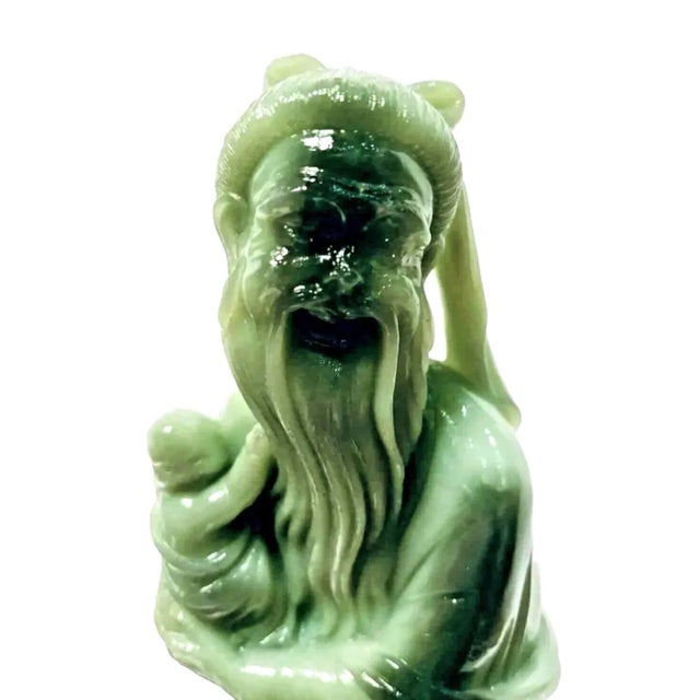 Vintage 1960s Gino Ruggeri for Wony, Italy Faux Green Jade Japanese Couple Sculpture Figurines - Set of 2 For Sale - Image 11 of 11