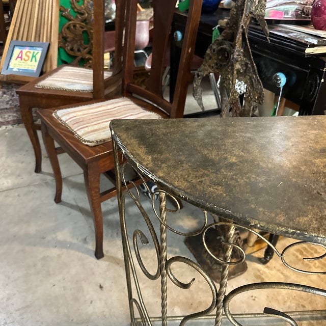 Vintage Metal Demilune Detailed Console Table For Sale - Image 4 of 10
