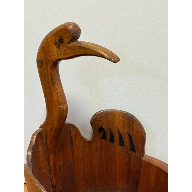 Wood Antique Chinese Carved Wood Crane Basket | Southern China Folk Art Laundry Basket | Rustic Farmhouse Storage For Sale - Image 7 of 11