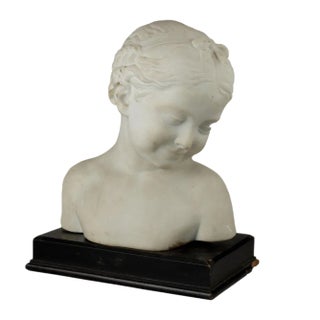 Bust of a Girl, White Marble For Sale