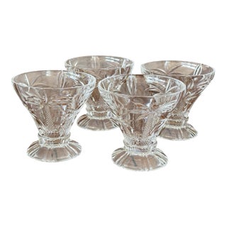 Late 20th Century Godinger Crystal Palm Tree Ice Cream Dessert Bowls - Set of Four For Sale
