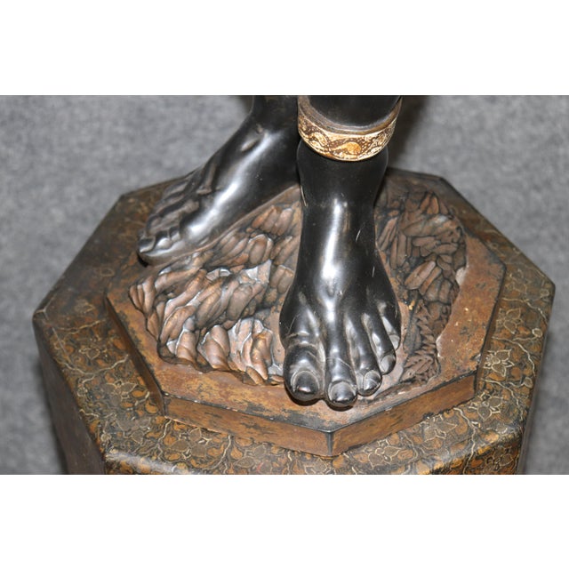 Italian-Made Nubian Blackamoor Carved Wood Polychromed Figures on Pedestals For Sale - Image 9 of 14