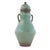 Moroccan Pair Large Moroccan Turquoise Crackle Glaze Lidded Ceramic Urns For Sale - Image 3 of 12