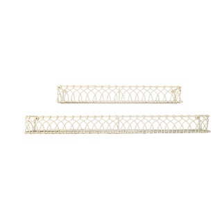 Pair of French Country Style Ivory Scalloped Wire Wall Shelves For Sale