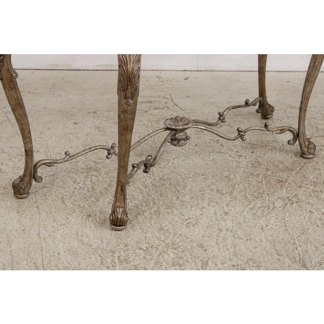 Silver Vintage Silver Finish Glass Top Console Table For Sale - Image 8 of 18