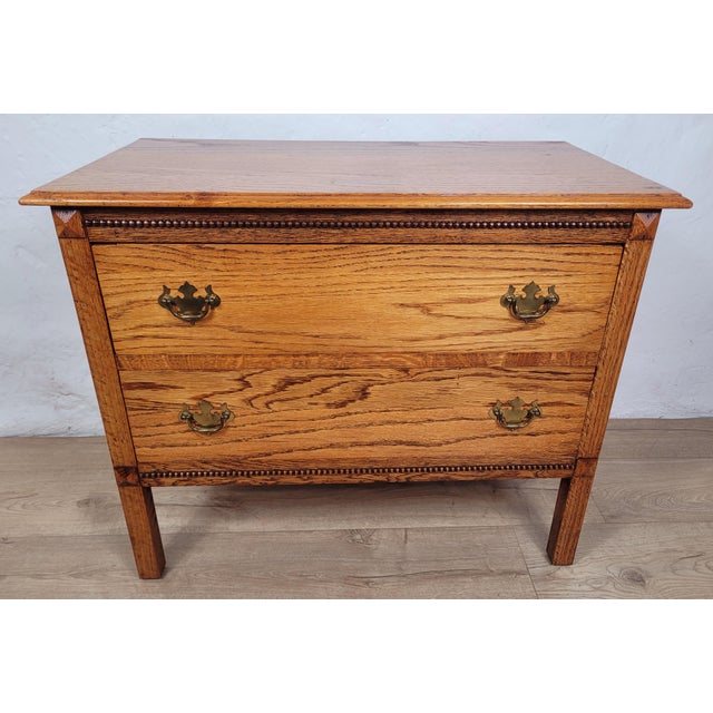 1980s Vintage Country Farmhouse Rustic Chest of Drawers in Oak Carved, 1980 For Sale - Image 5 of 17