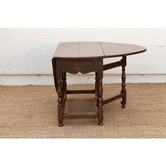 Antique English Oak Gateleg Drop Leaf Table For Sale - Image 10 of 13