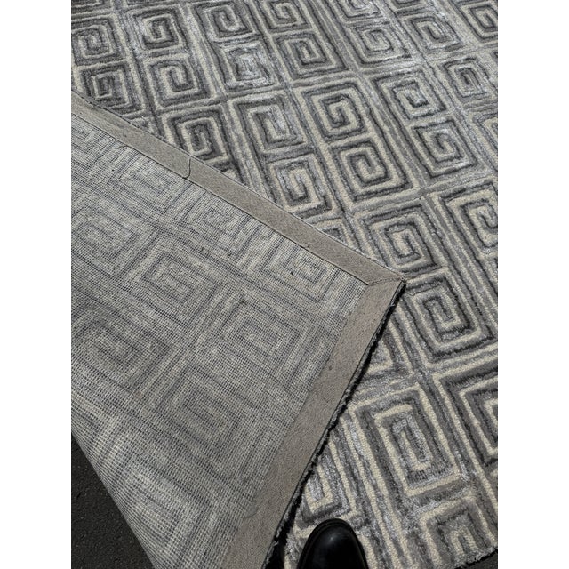 12ft 8in X 19ft 9in Decorator's Best Greek Key Merino Wool Area Rug For Sale - Image 15 of 17