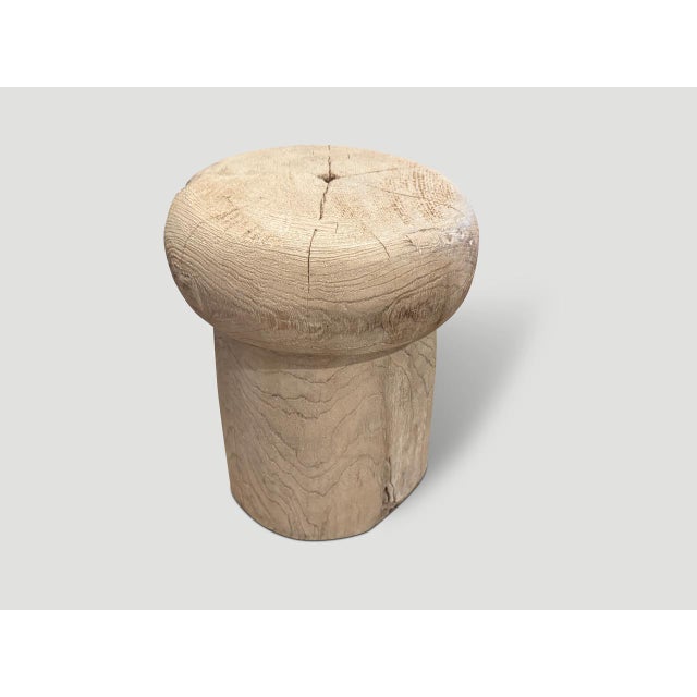 Andrianna Shamaris Wabi Sabi Teak Wood Side Table For Sale - Image 4 of 5