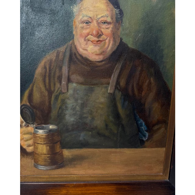 Vintage Original Realistic Monk With Stein Friar Religious Oil Painting on Board For Sale In New York - Image 6 of 10
