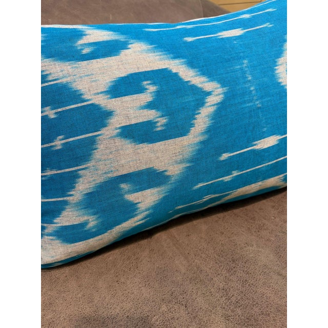 1990s Handwoven Silk Ikat Lumbar Cushion Cover For Sale - Image 4 of 10