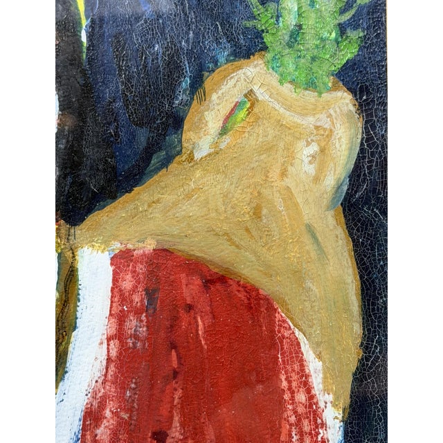 1970s Mohamed Hamri Moroccan Modernist Portrait of Woman, Oil & Gouache Painting For Sale - Image 17 of 18