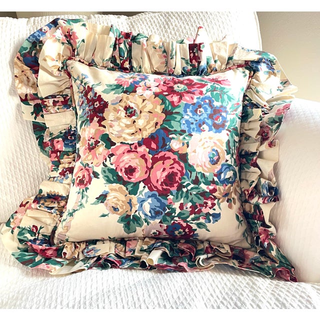 Ralph Lauren Ralph Lauren Allison Floral Double Ruffle Custom Pillow. Down Fill. For Sale - Image 4 of 8