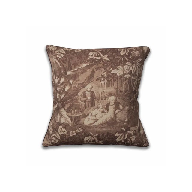 English Sepia Toile Pillow Cover For Sale - Image 3 of 3
