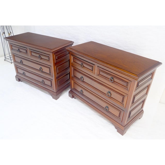 Pair of Solid Mahogany Raised Panel Heavy Built 4 Drawer Bachelor Chests Dresser For Sale - Image 6 of 18