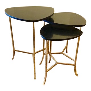 Arteriors Modern Black and Gold Connor Nesting Tables Set of Three For Sale