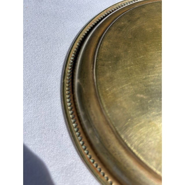 Vintage Small Etched Brass Tray With Beaded Rim For Sale - Image 9 of 10