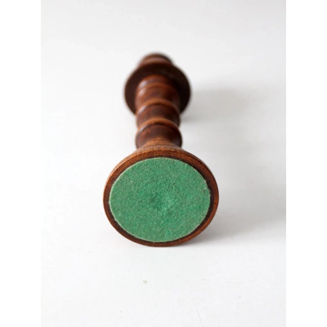 Vintage Turned Wood Candlestick Holder For Sale - Image 4 of 9