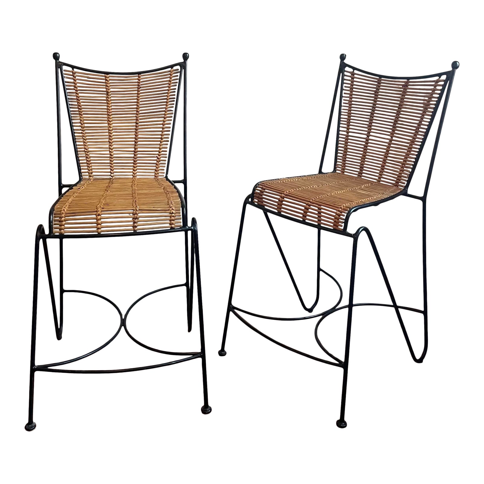 Vintage Modern Iron and Cane Counter Stool a Pair Chairish