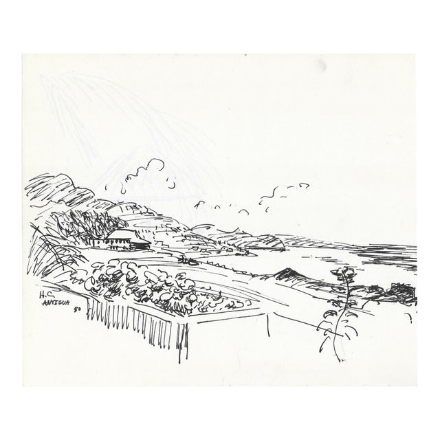 1980 Hayward Cirker Antigua Drawing For Sale